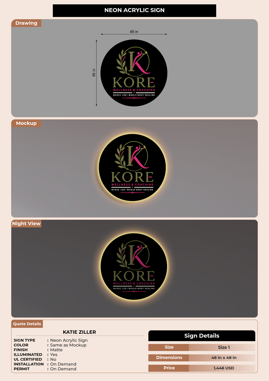 CUSTOM MOCKUP SIGN FOR Katie Ziller