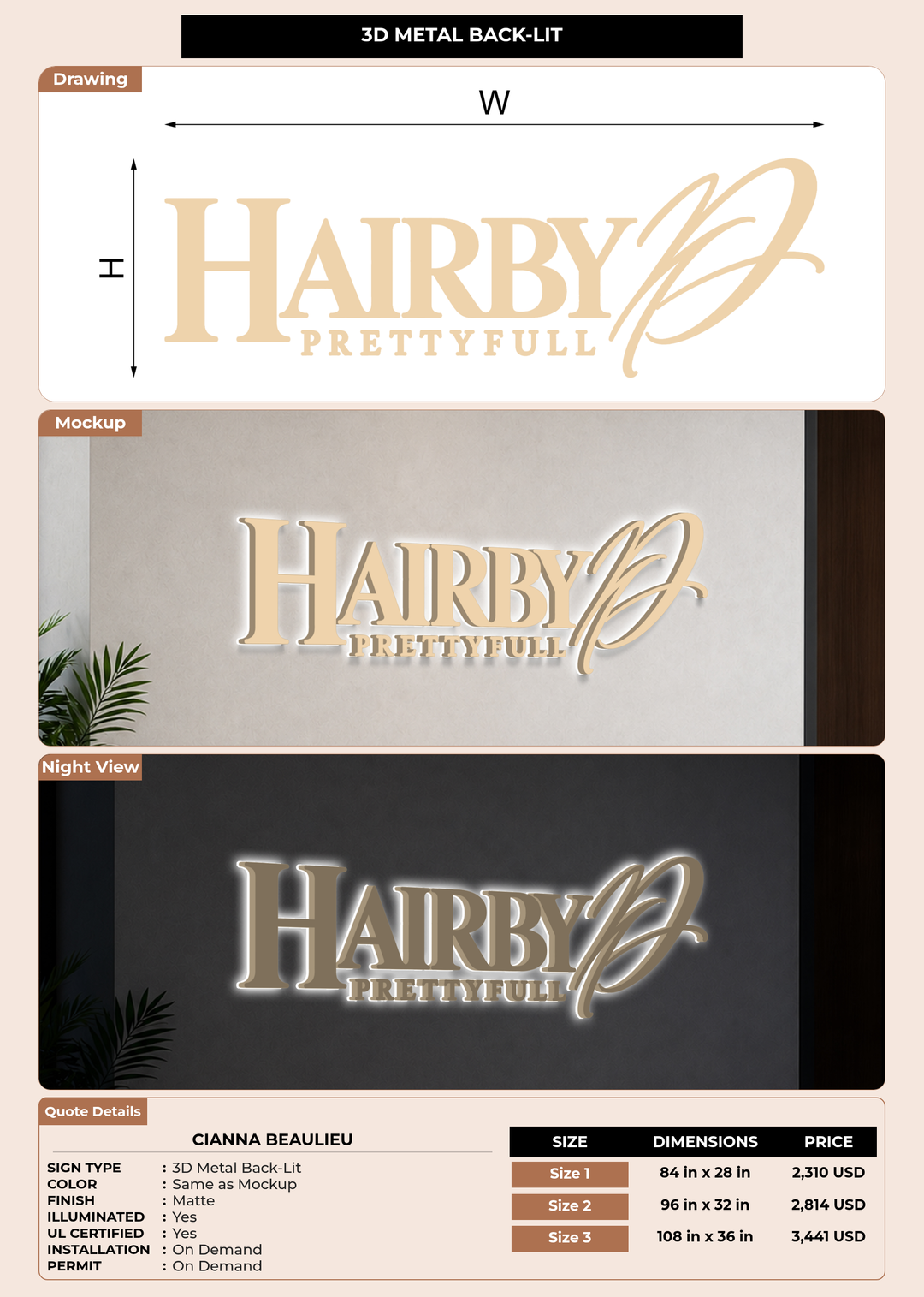 CUSTOM MOCKUP SIGN FOR Cianna Beaulieu