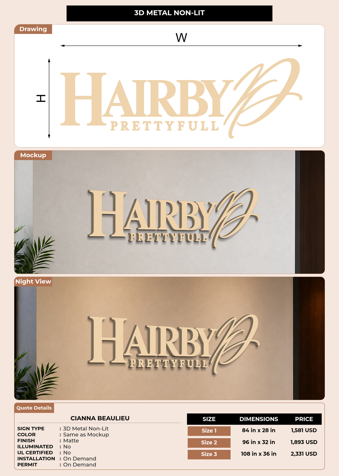 CUSTOM MOCKUP SIGN FOR Cianna Beaulieu