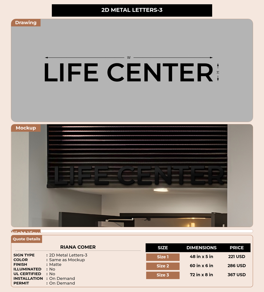 CUSTOM MOCKUP SIGN FOR Riana Comer