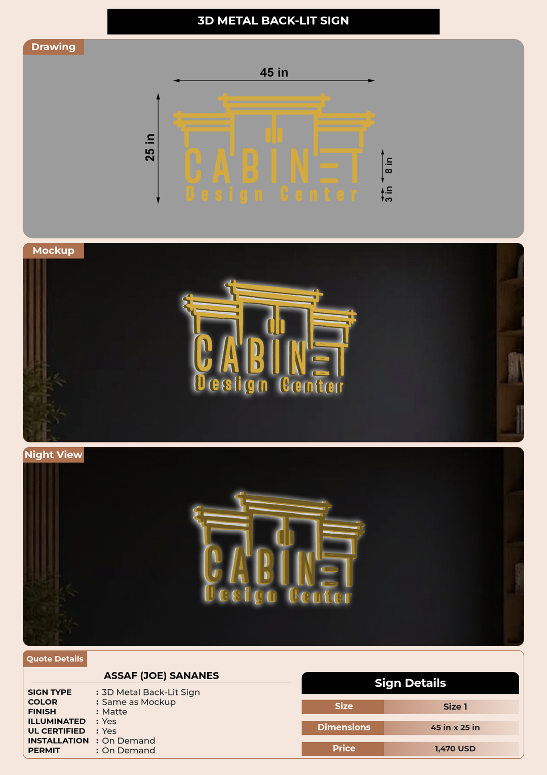 CUSTOM MOCKUP SIGN FOR Assaf (joe) Sananes