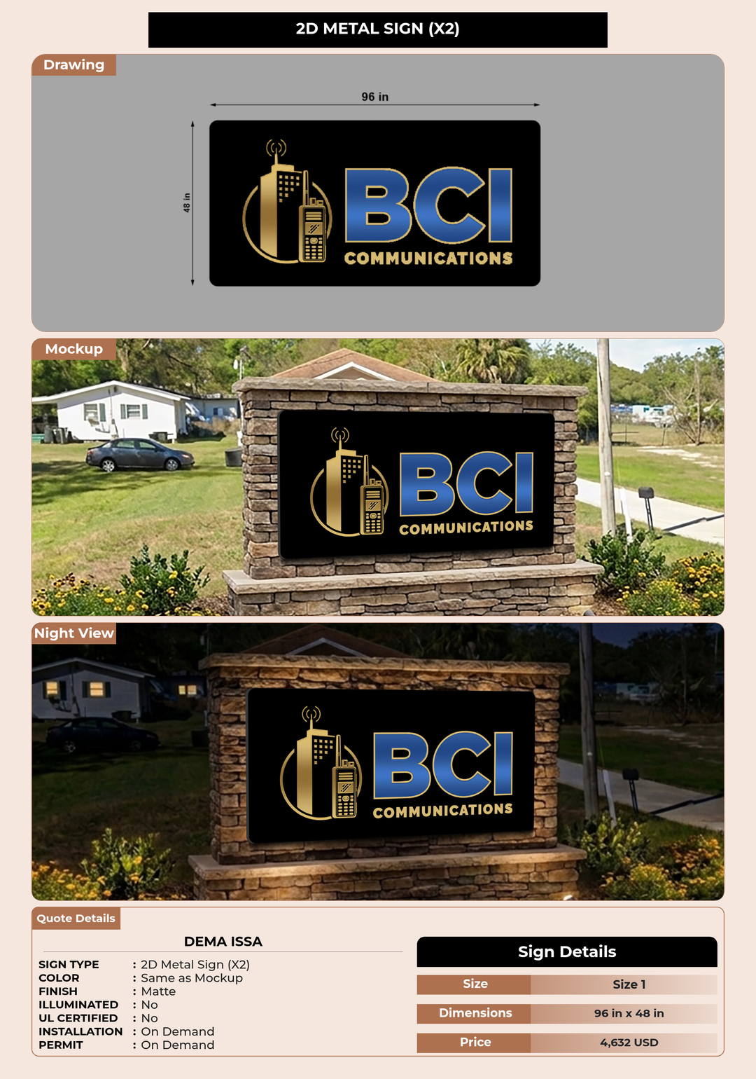 CUSTOM MOCKUP SIGN FOR DEMA ISSA