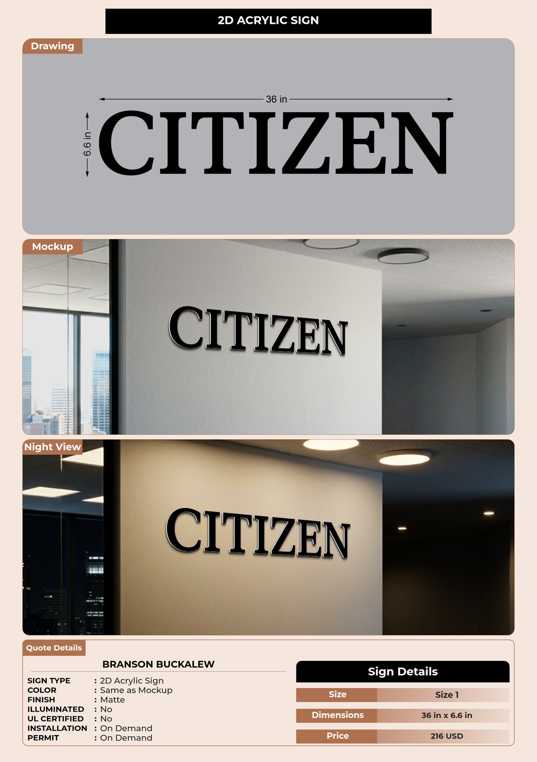 CUSTOM MOCKUP SIGN FOR Branson Buckalew