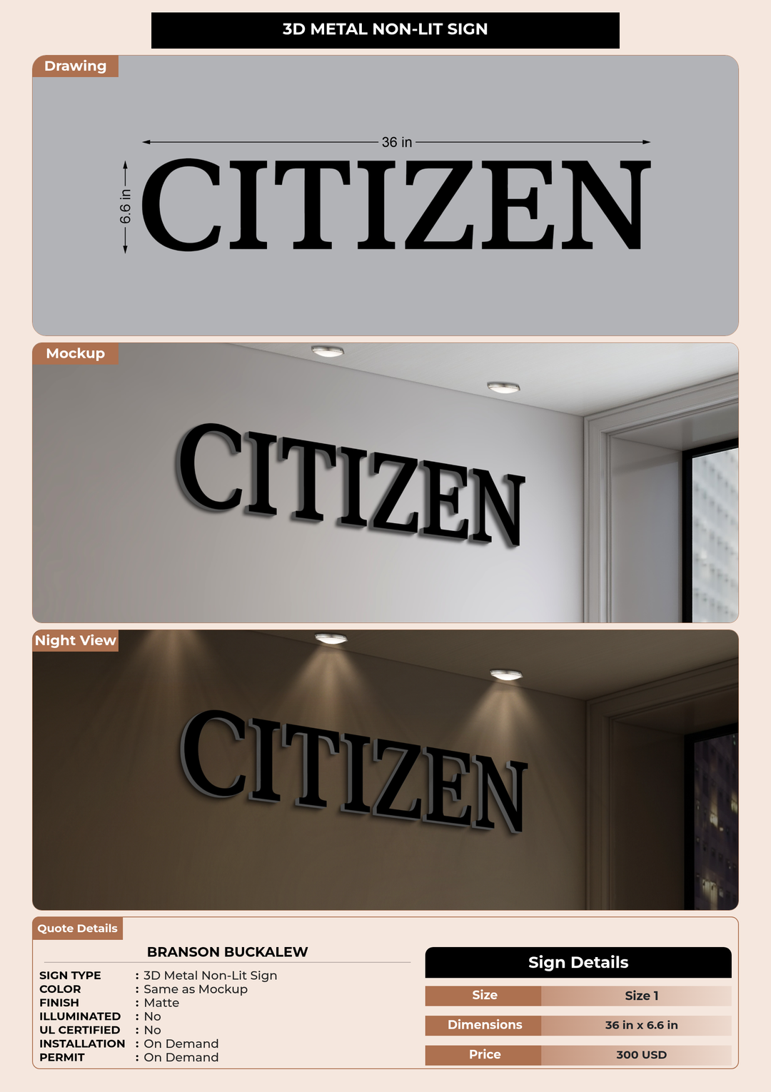 CUSTOM MOCKUP SIGN FOR Branson Buckalew