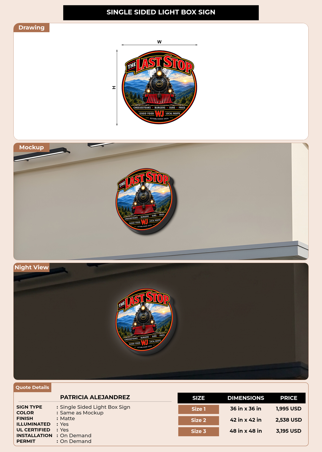 CUSTOM MOCKUP SIGN FOR PATRICIA ALEJANDREZ