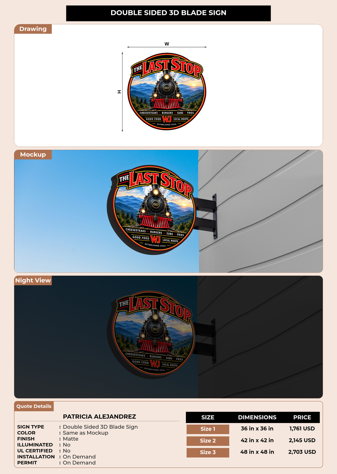 CUSTOM MOCKUP SIGN FOR PATRICIA ALEJANDREZ