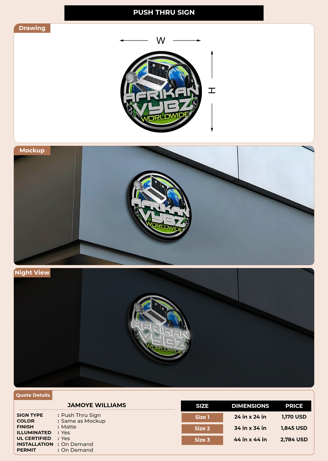 CUSTOM MOCKUP SIGN FOR JAMOYE WILLIAMS