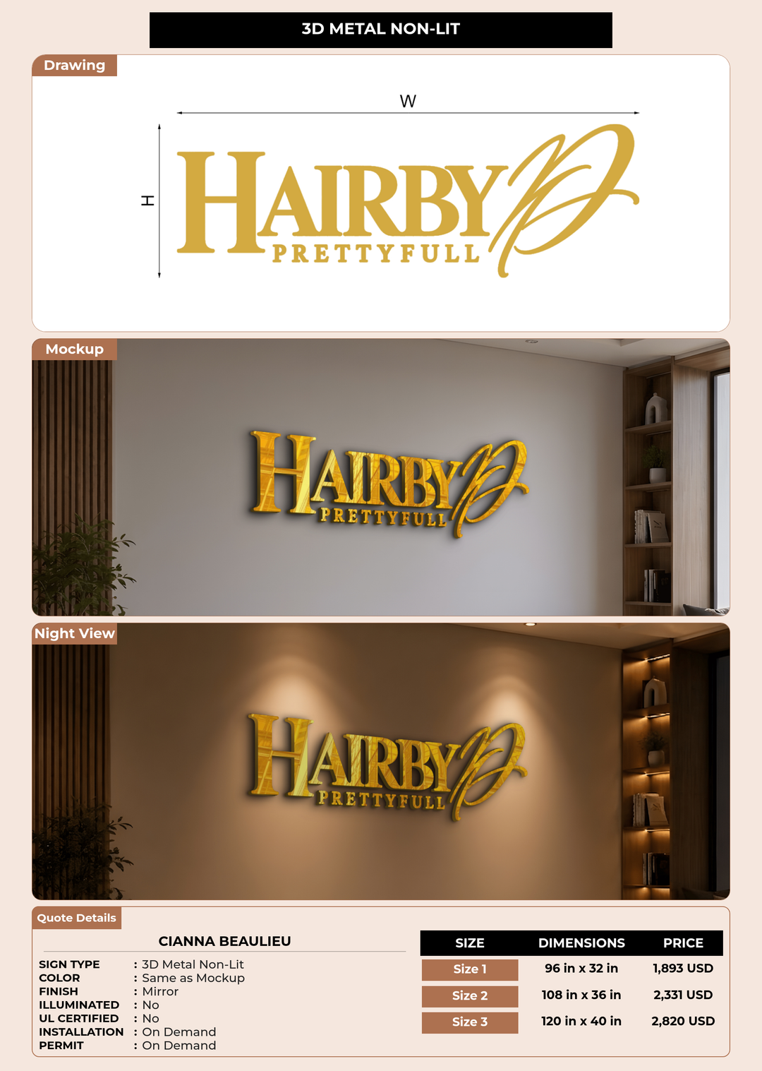 CUSTOM MOCKUP SIGN FOR Cianna Beaulieu