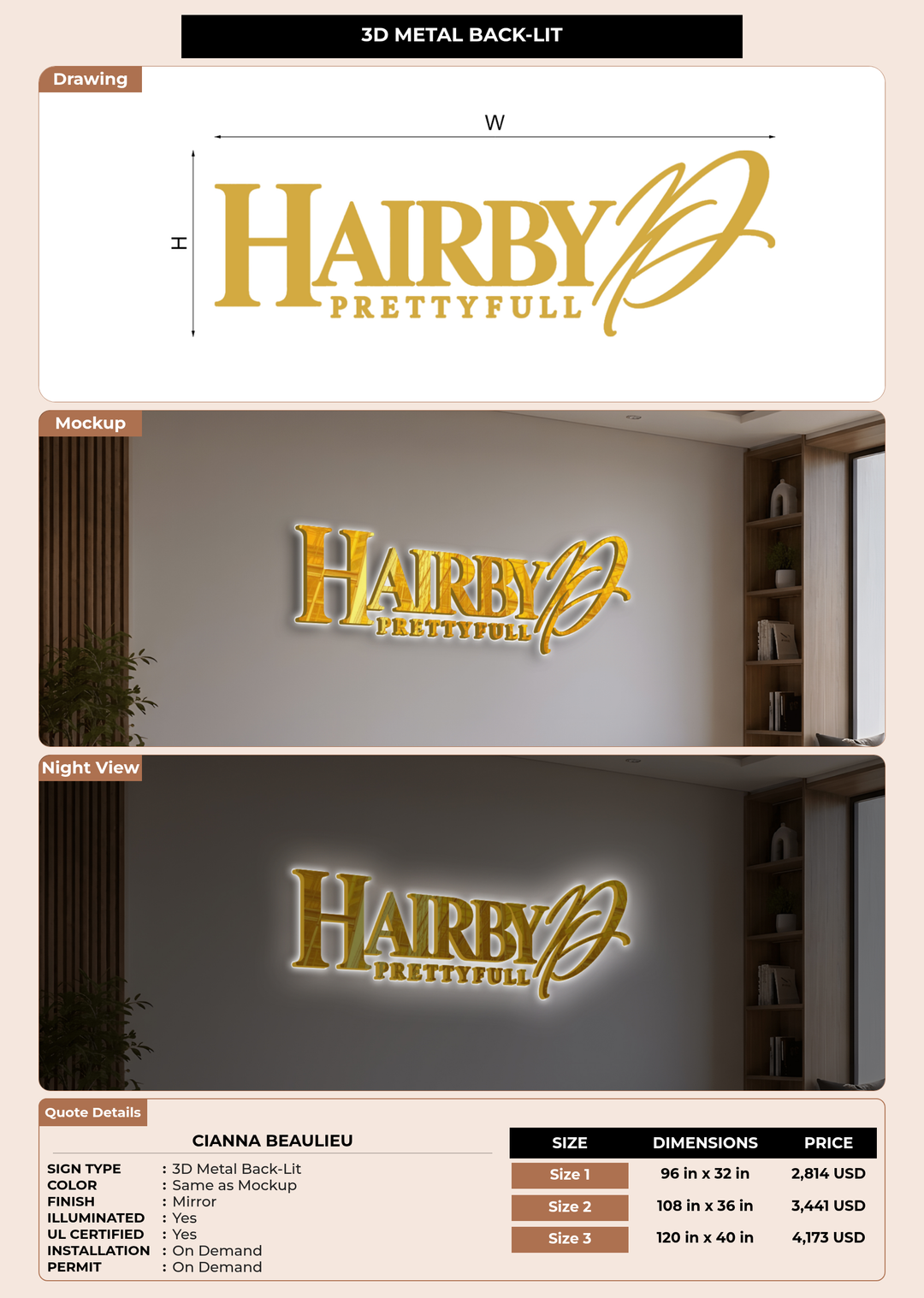 CUSTOM MOCKUP SIGN FOR Cianna Beaulieu