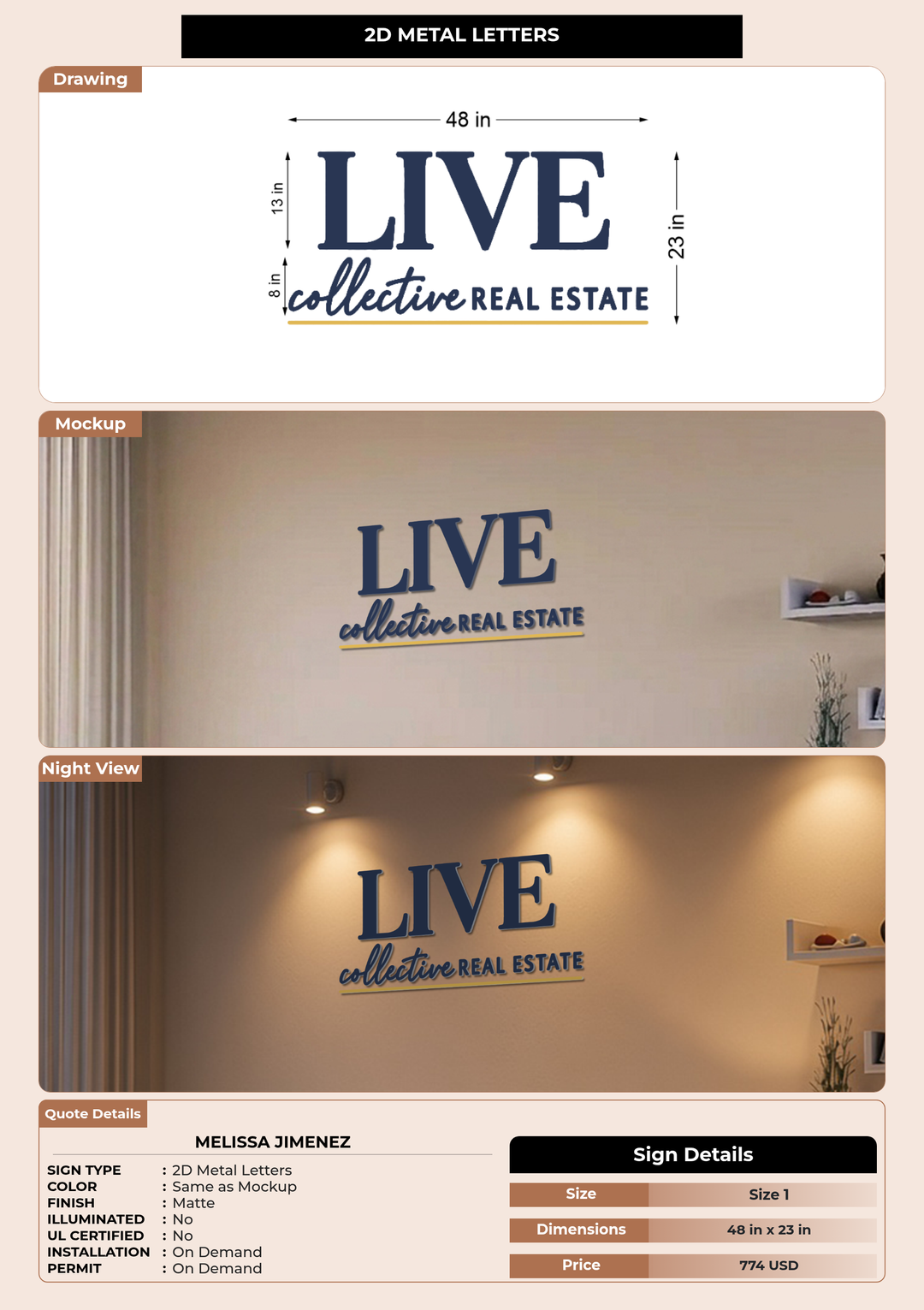 CUSTOM MOCKUP SIGN FOR Melissa Jimenez