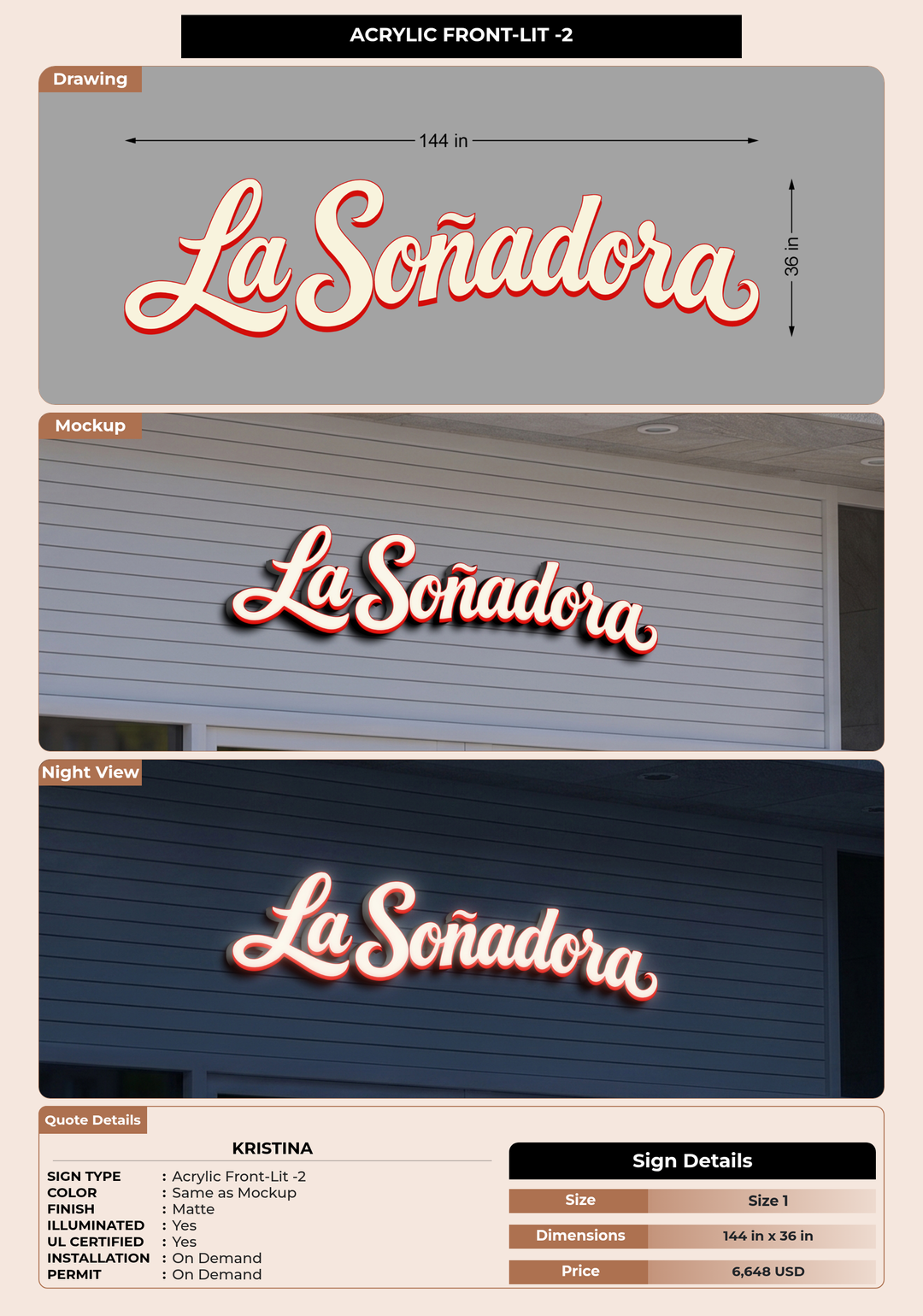 CUSTOM MOCKUP SIGN FOR Kristina