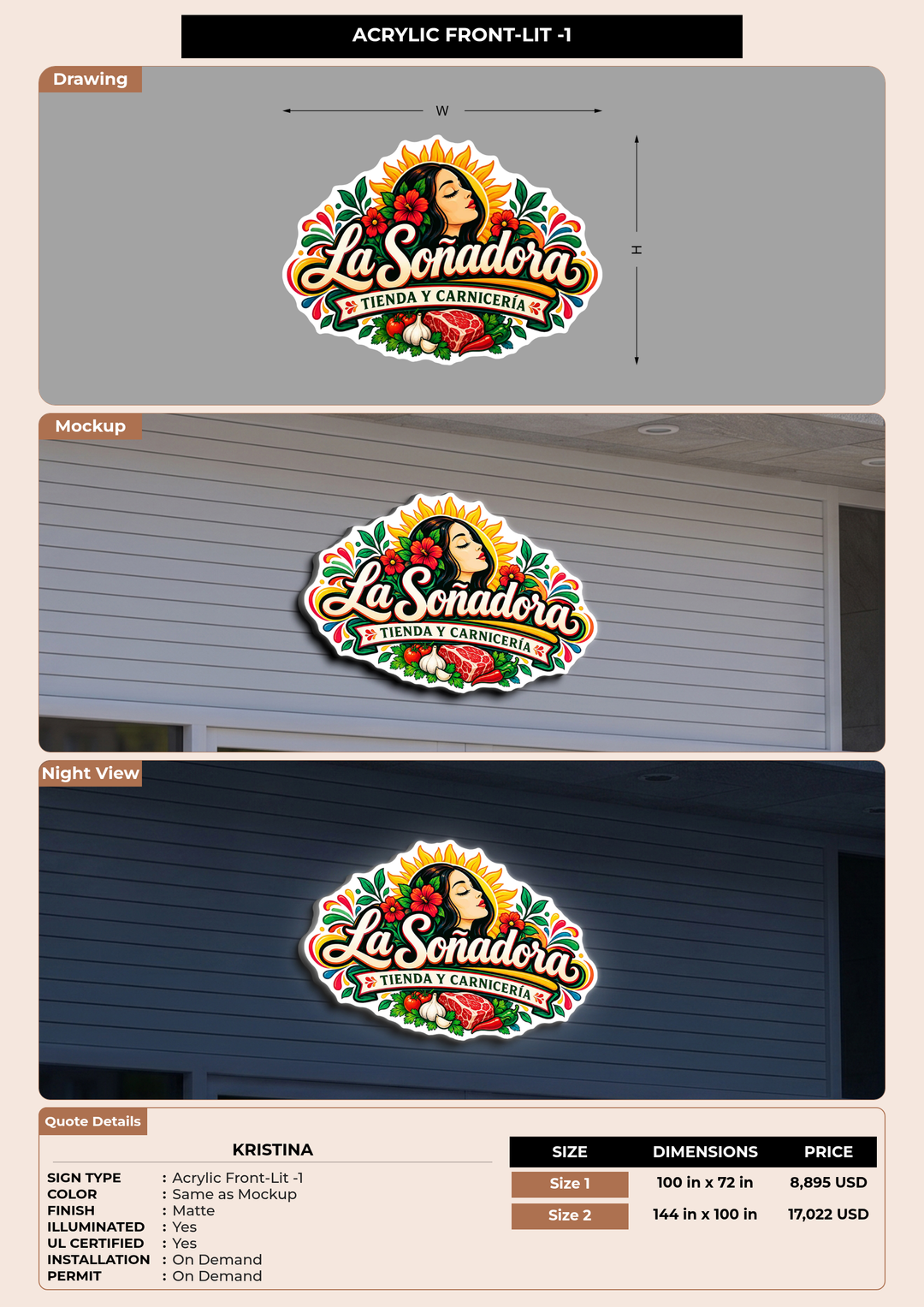 CUSTOM MOCKUP SIGN FOR Kristina