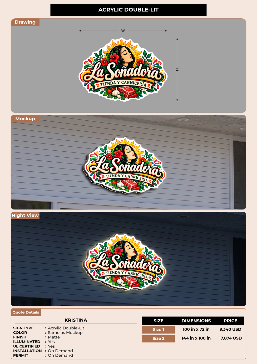 CUSTOM MOCKUP SIGN FOR Kristina