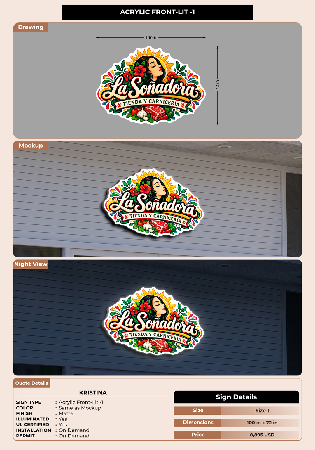 CUSTOM MOCKUP SIGN FOR Kristina