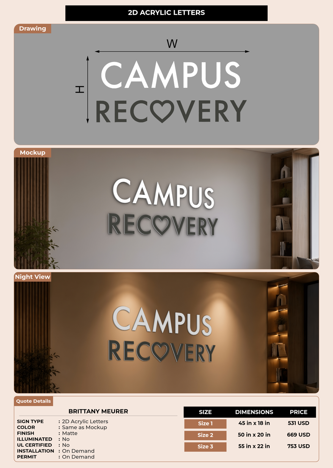 CUSTOM MOCKUP SIGN FOR Brittany Meurer
