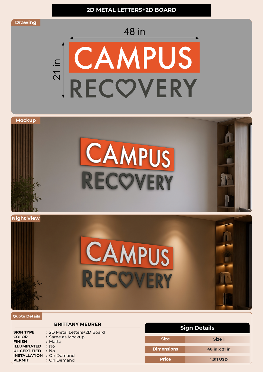 CUSTOM MOCKUP SIGN FOR Brittany Meurer