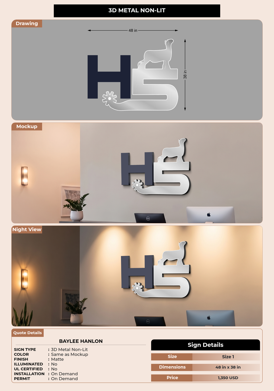 CUSTOM MOCKUP SIGN FOR Baylee Hanlon