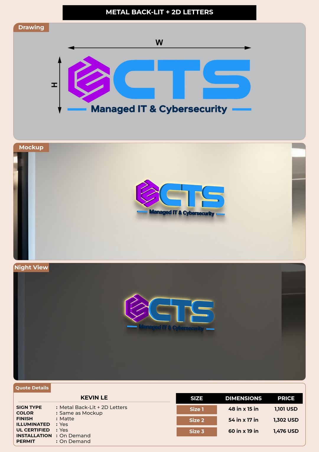CUSTOM MOCKUP SIGN FOR Kevin Le
