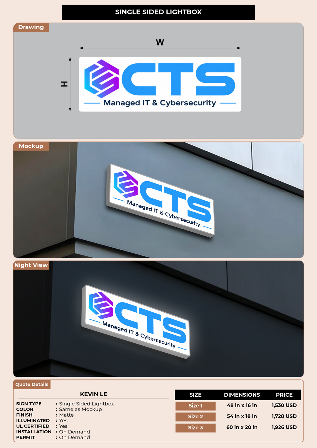 CUSTOM MOCKUP SIGN FOR Kevin Le