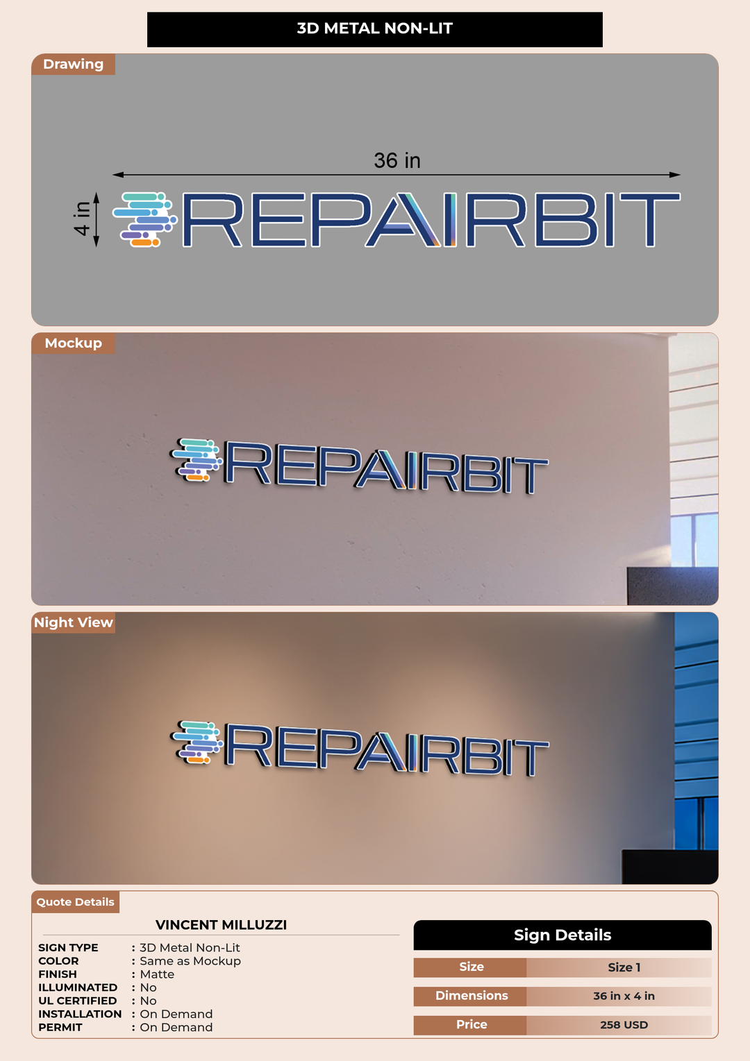 CUSTOM MOCKUP SIGN FOR Vincent Milluzzi