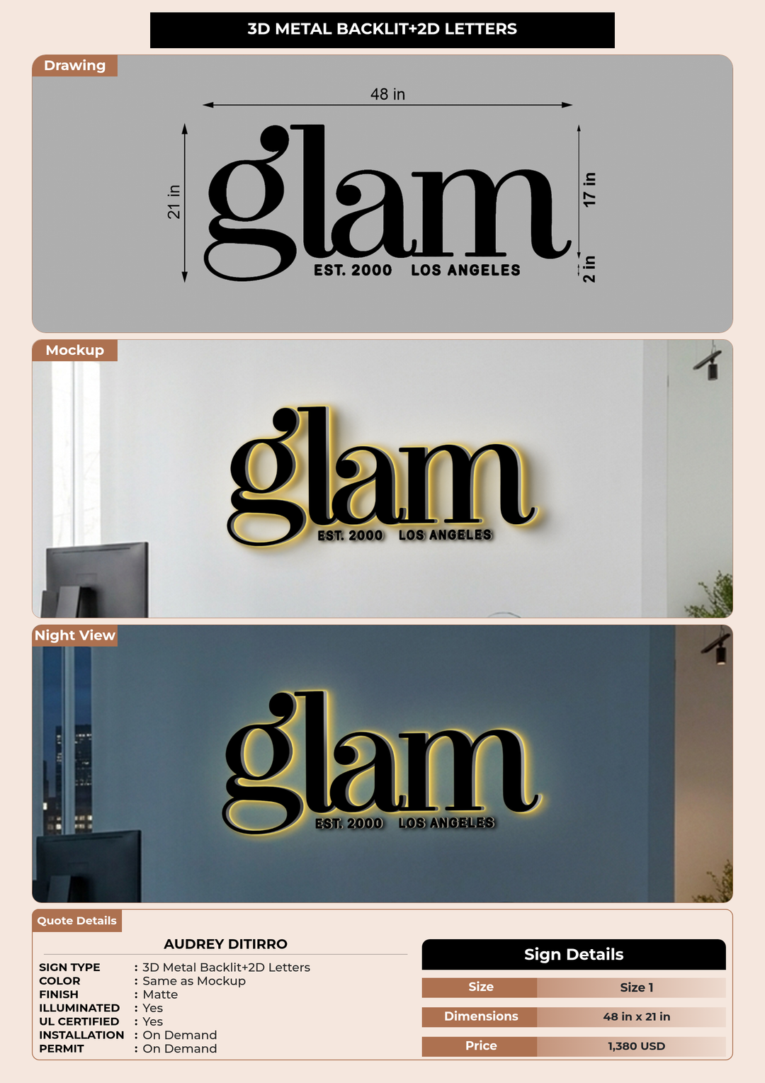 CUSTOM MOCKUP SIGN FOR Audrey DiTirro