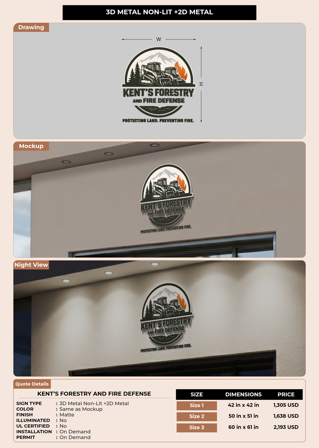 CUSTOM MOCKUP SIGN FOR Kent’s forestry and fire defense