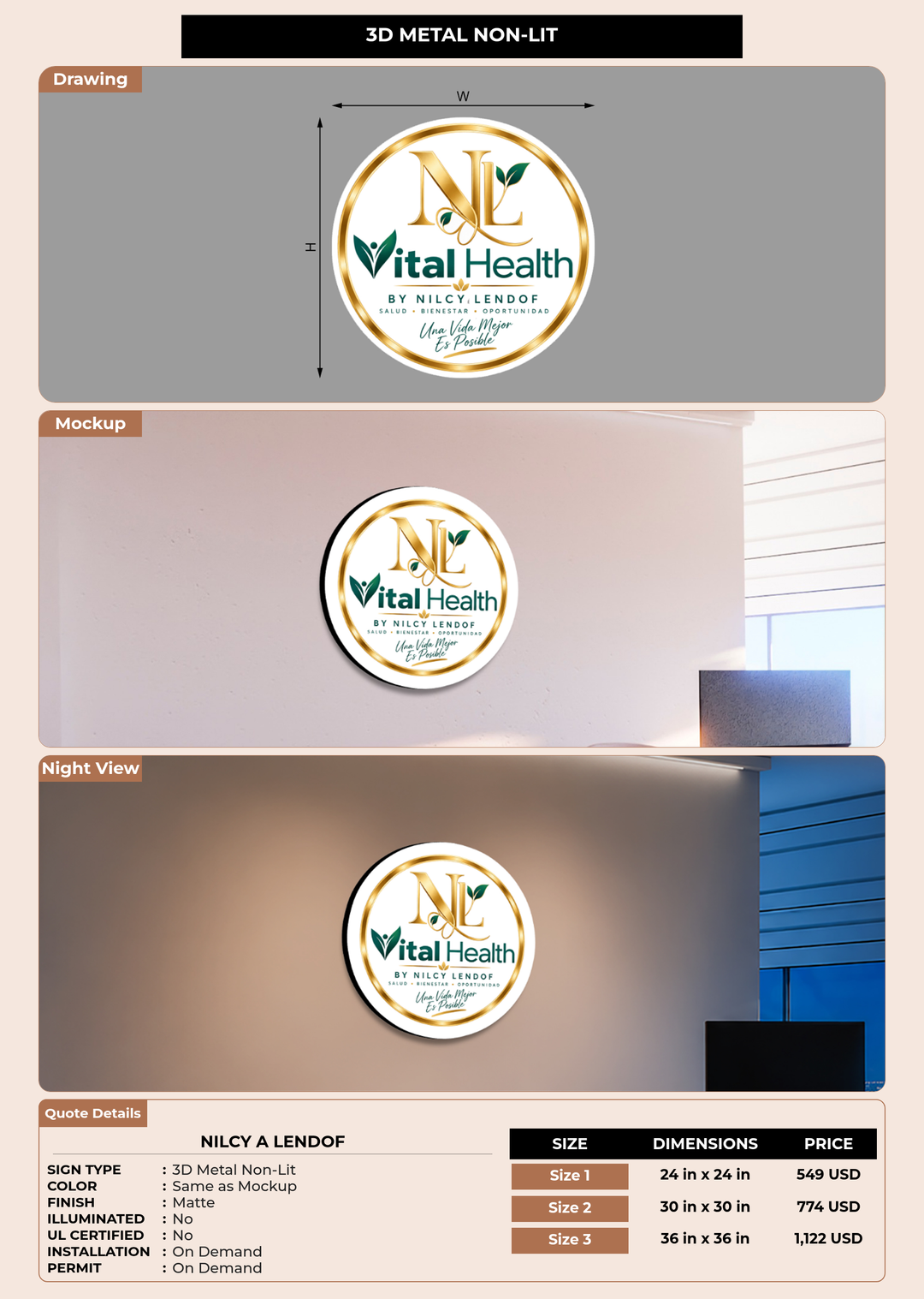 CUSTOM MOCKUP SIGN FOR Nilcy A Lendof