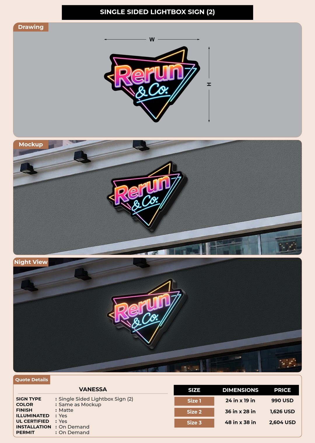 CUSTOM MOCKUP SIGN FOR Vanessa