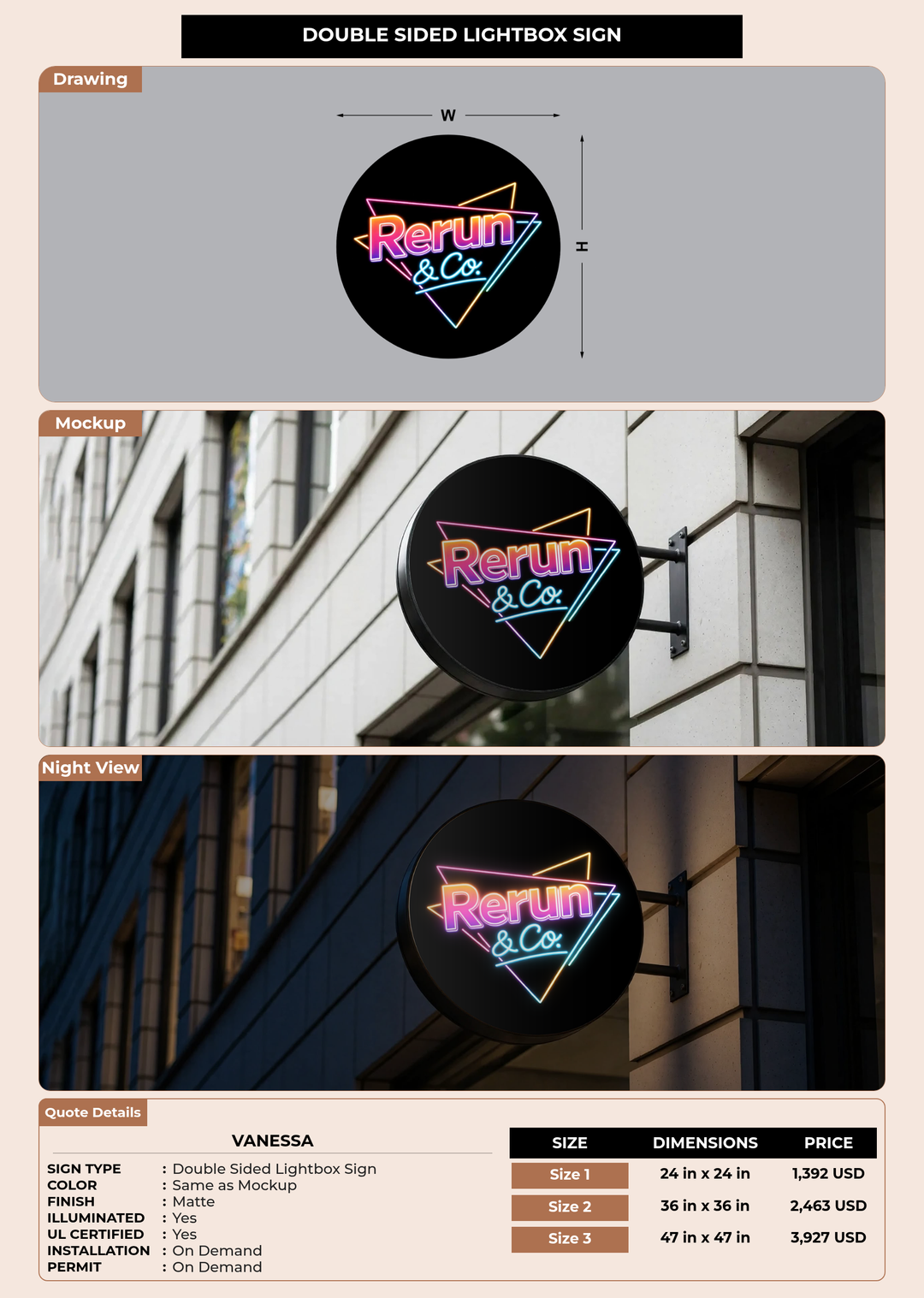 CUSTOM MOCKUP SIGN FOR Vanessa
