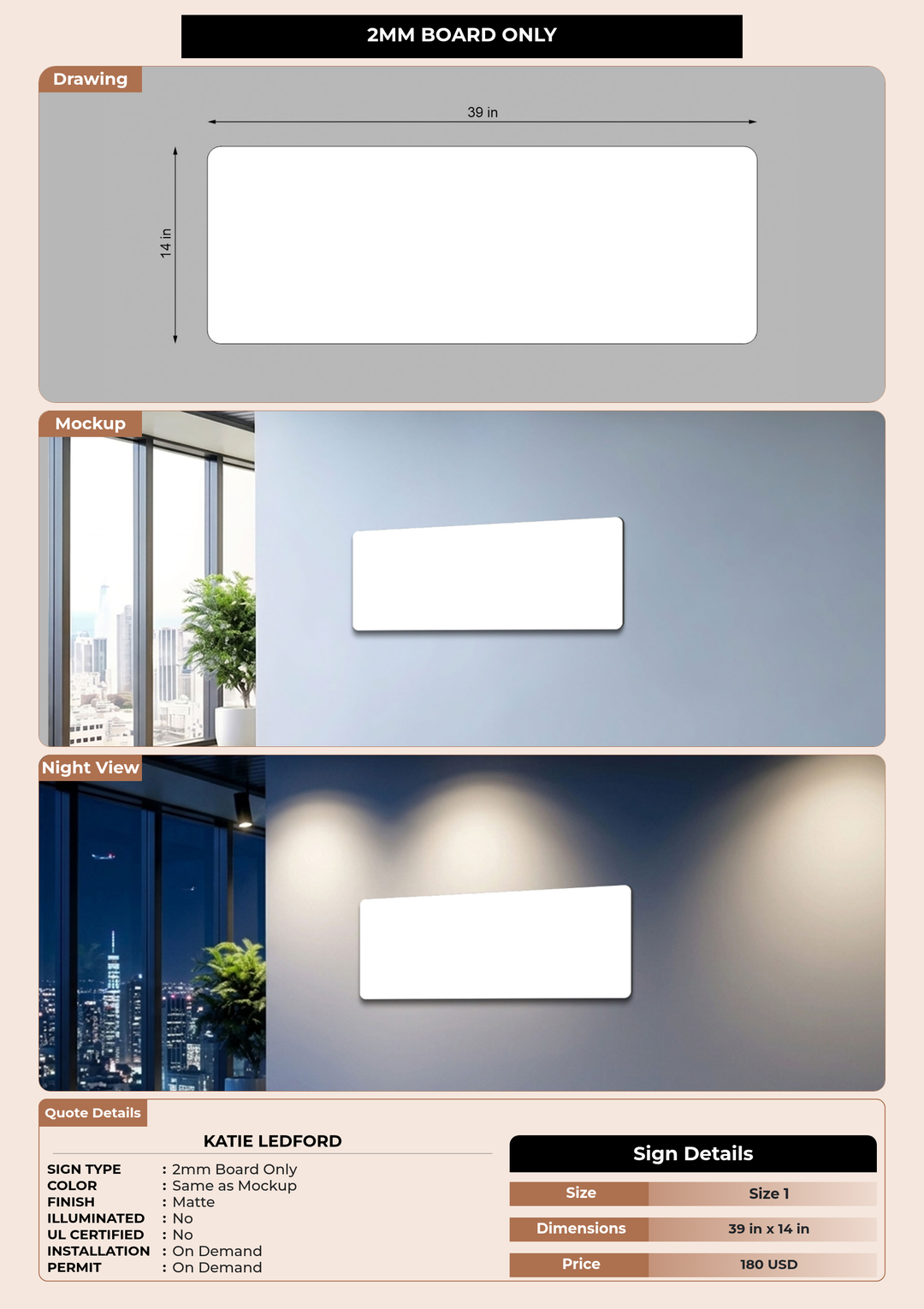 CUSTOM MOCKUP SIGN FOR Katie Ledford