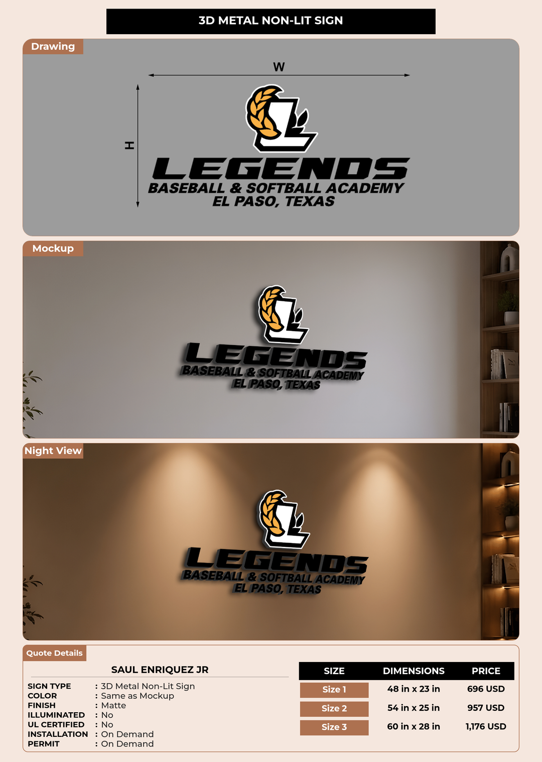 CUSTOM MOCKUP SIGN FOR Saul Enriquez Jr