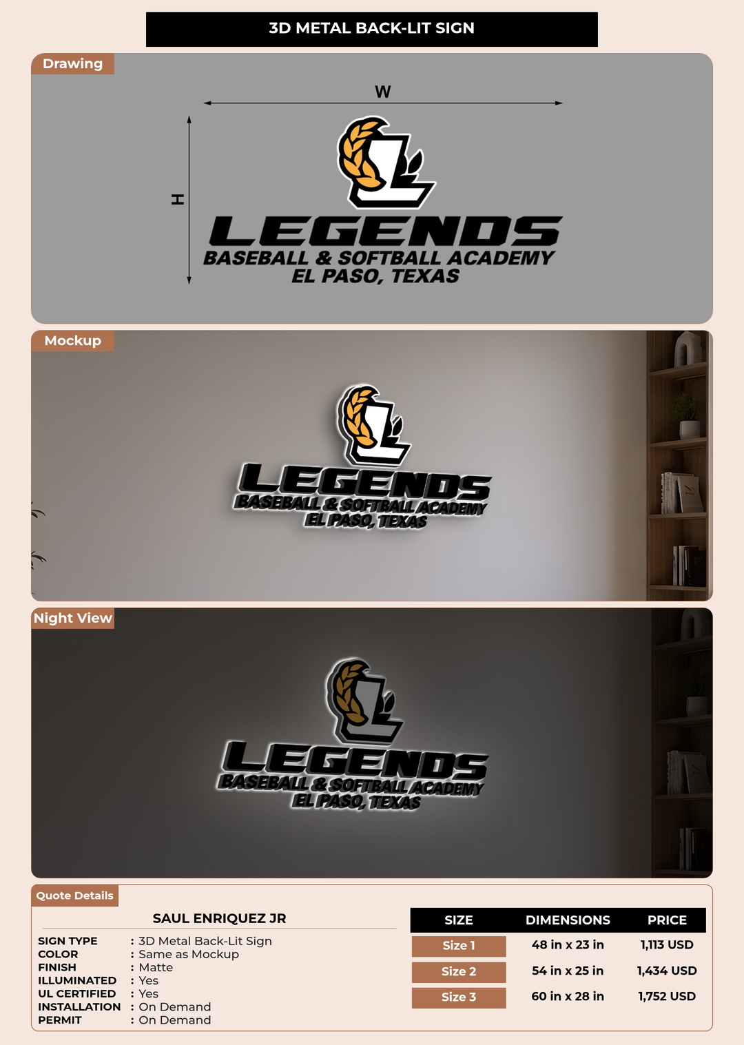CUSTOM MOCKUP SIGN FOR Saul Enriquez Jr