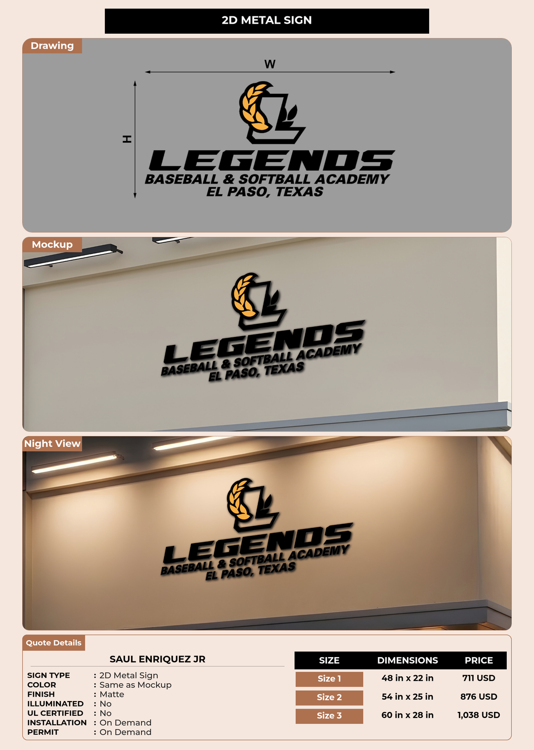 CUSTOM MOCKUP SIGN FOR Saul Enriquez Jr