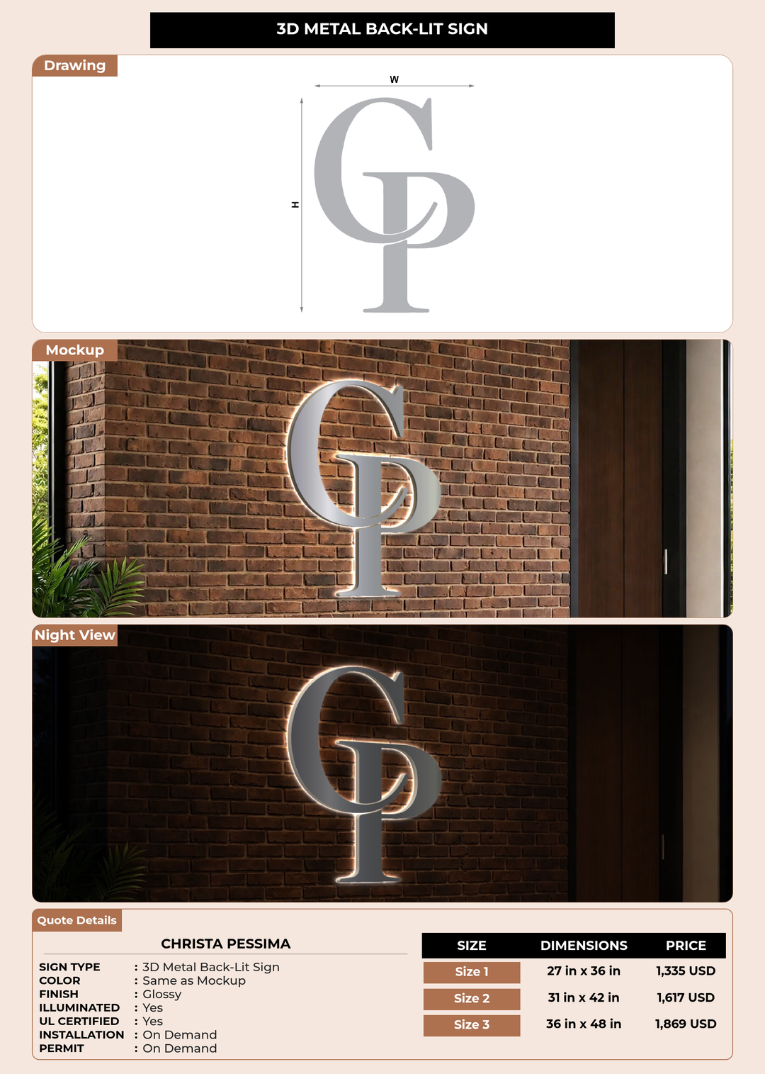 CUSTOM MOCKUP SIGN FOR Christa Pessima