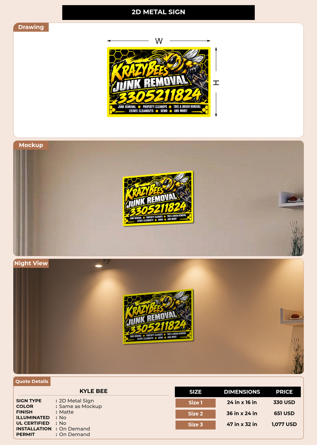 CUSTOM MOCKUP SIGN FOR Kyle bee