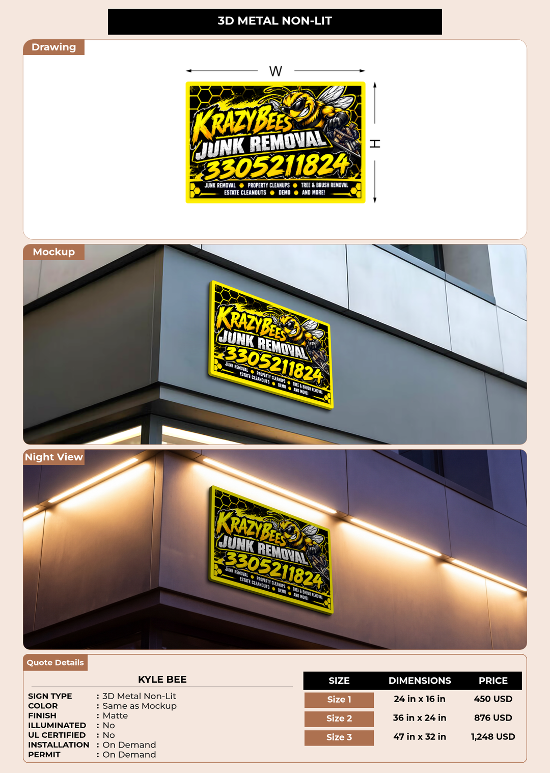 CUSTOM MOCKUP SIGN FOR Kyle bee