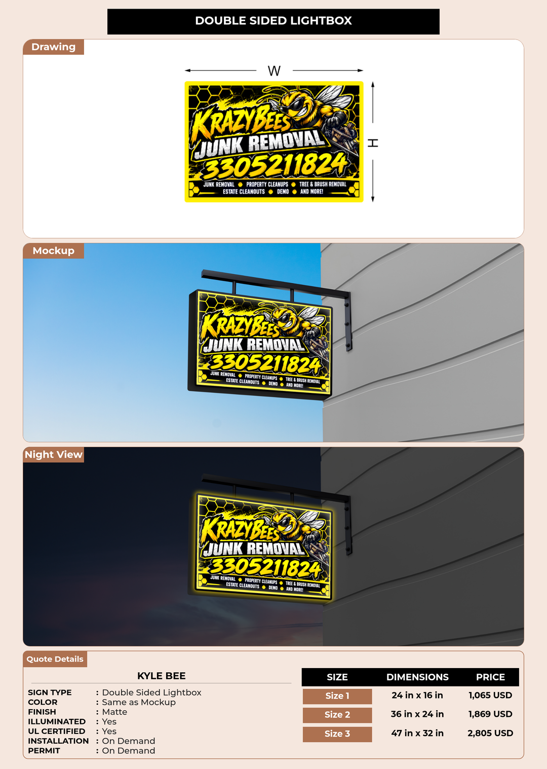 CUSTOM MOCKUP SIGN FOR Kyle bee