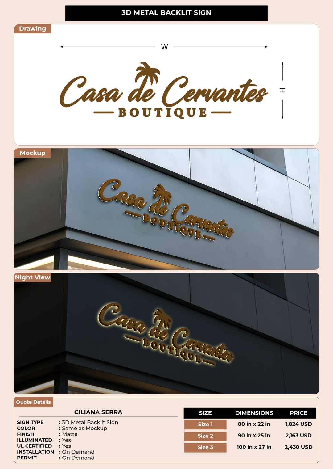 CUSTOM MOCKUP SIGN FOR Ciliana serra