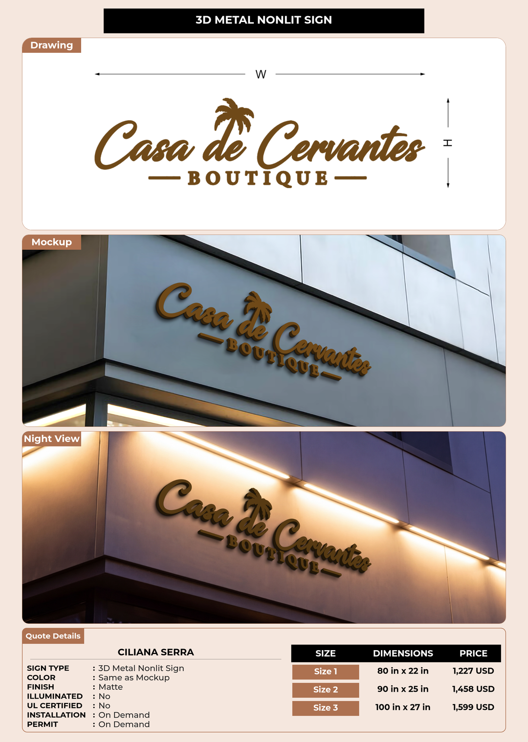CUSTOM MOCKUP SIGN FOR Ciliana serra