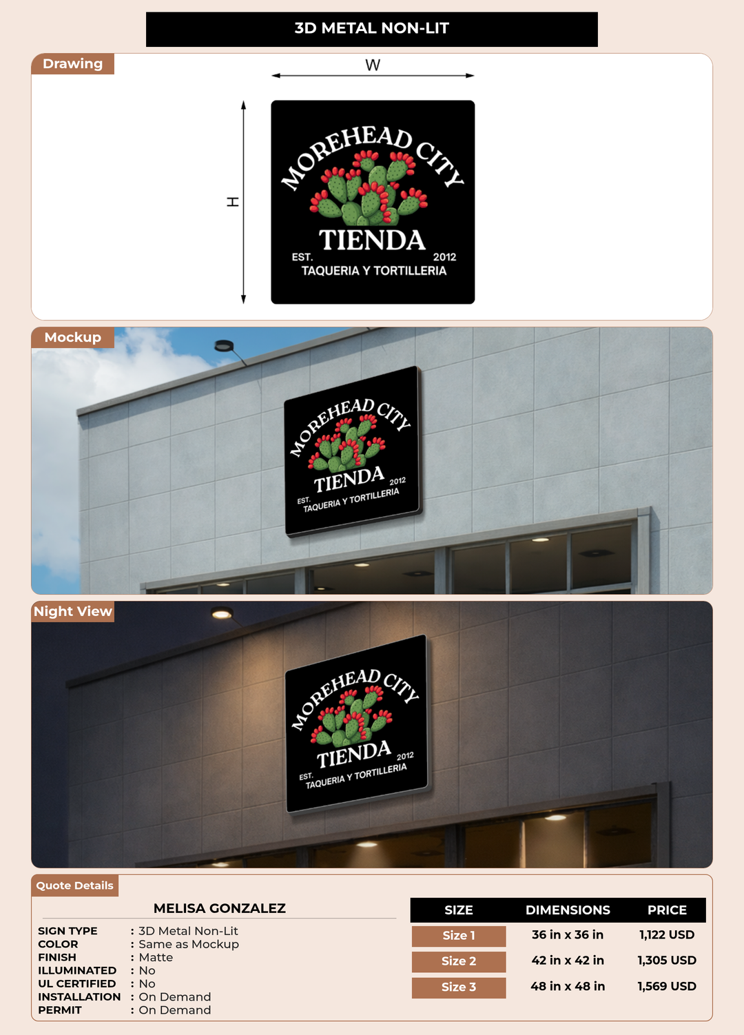 CUSTOM MOCKUP SIGN FOR Melisa Gonzalez