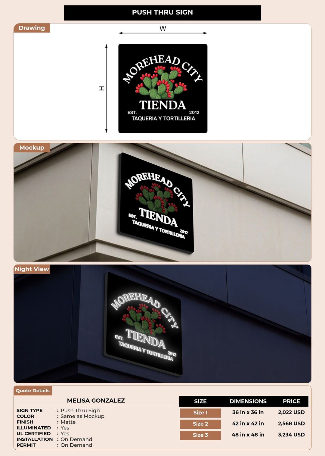 CUSTOM MOCKUP SIGN FOR Melisa Gonzalez