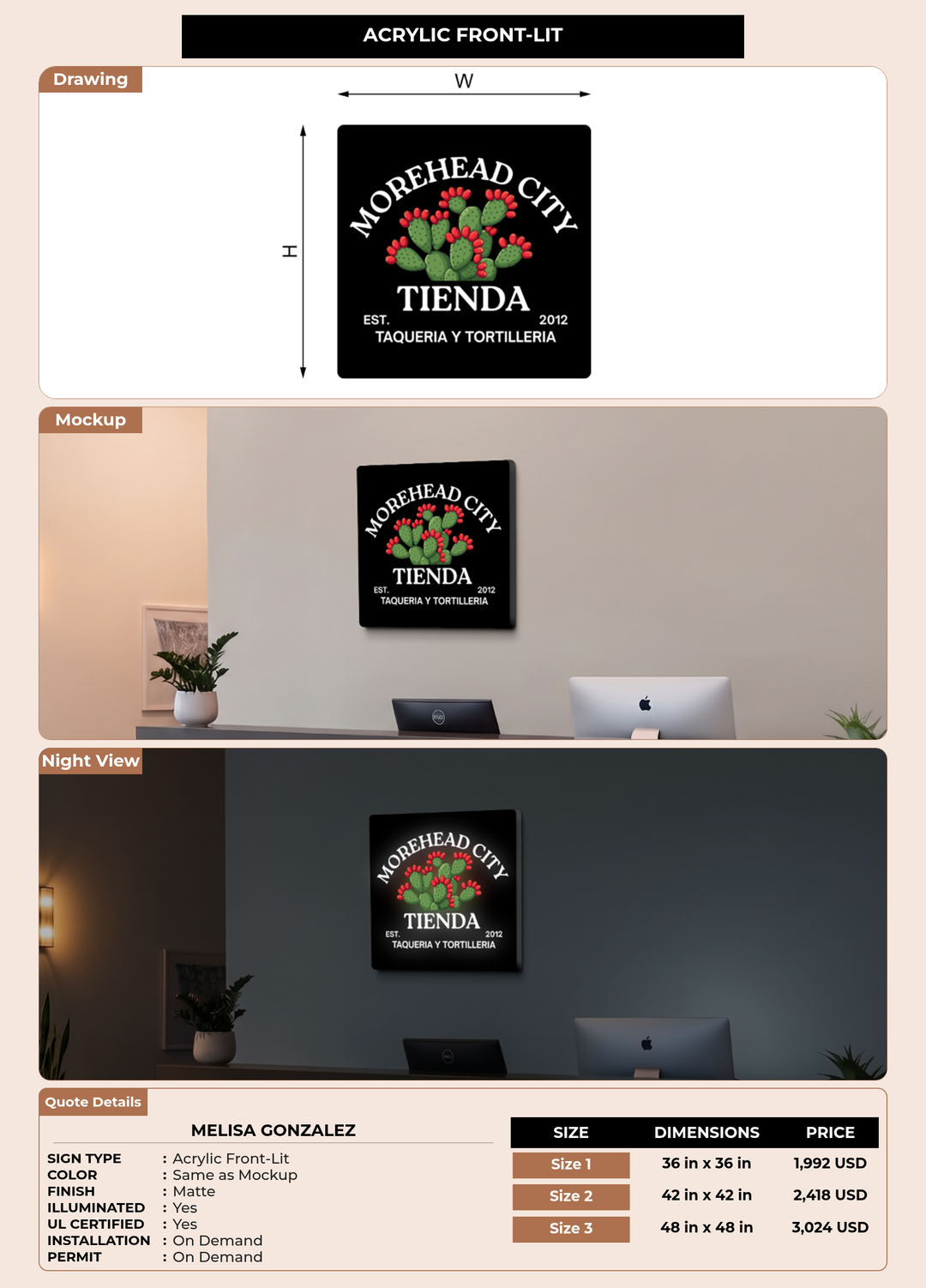 CUSTOM MOCKUP SIGN FOR Melisa Gonzalez