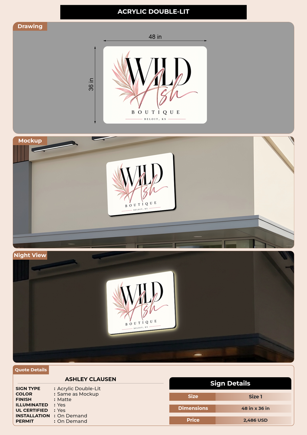 CUSTOM MOCKUP SIGN FOR Ashley Clausen