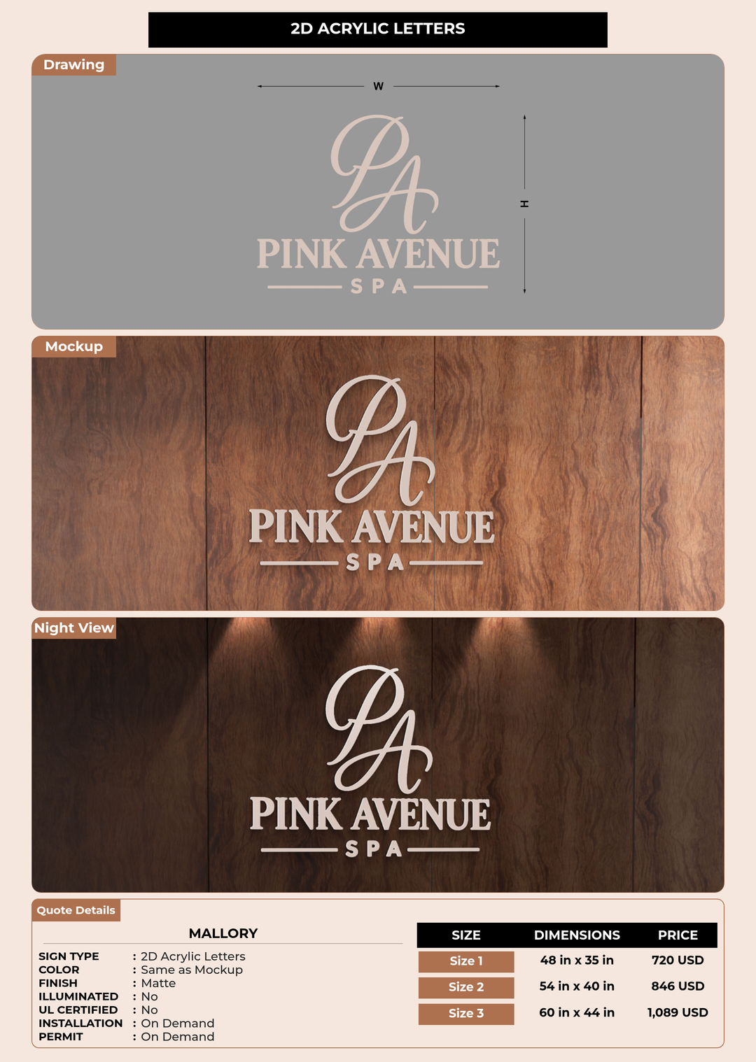 CUSTOM MOCKUP SIGN FOR Mallory