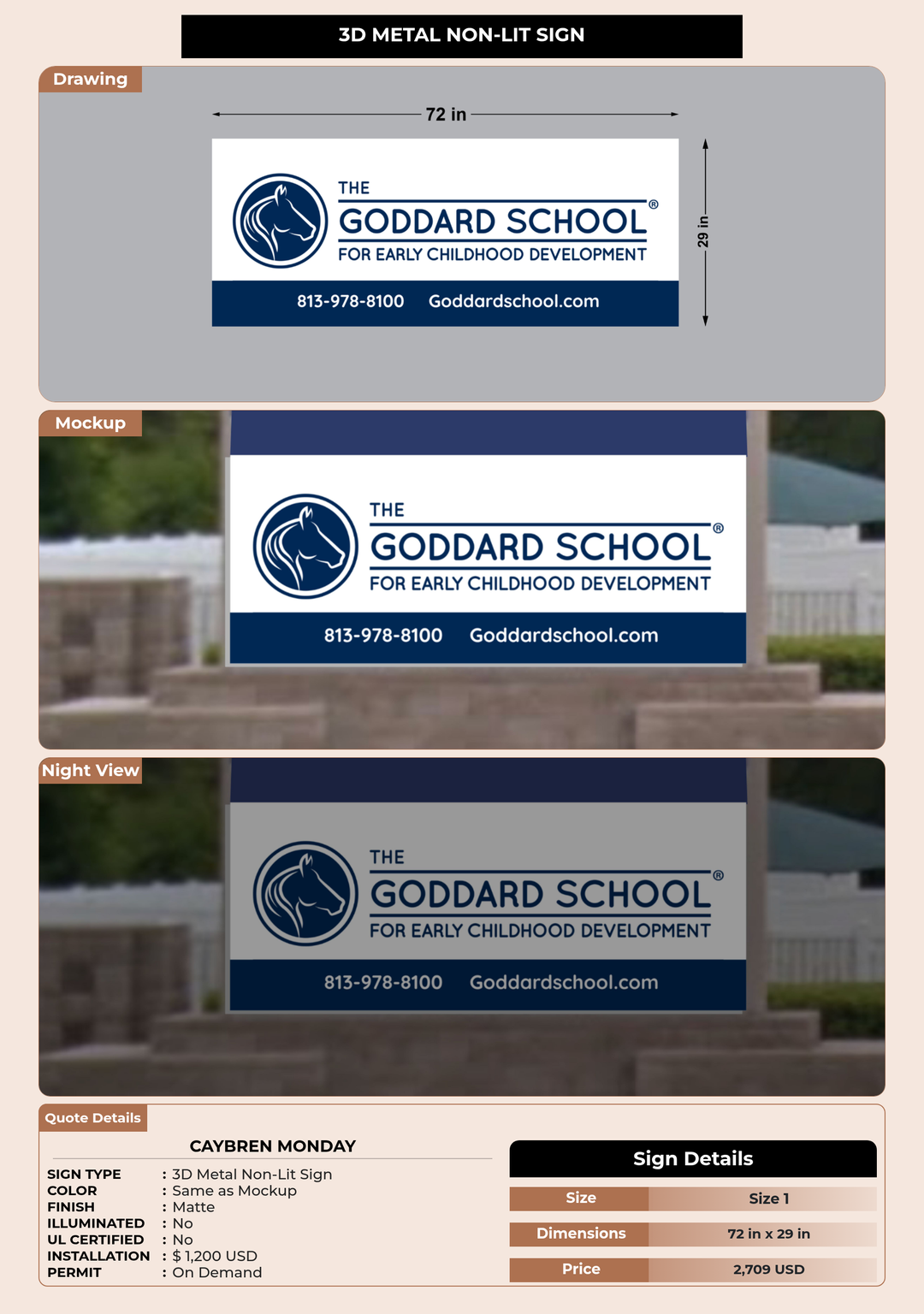 CUSTOM MOCKUP SIGN FOR Caybren Monday