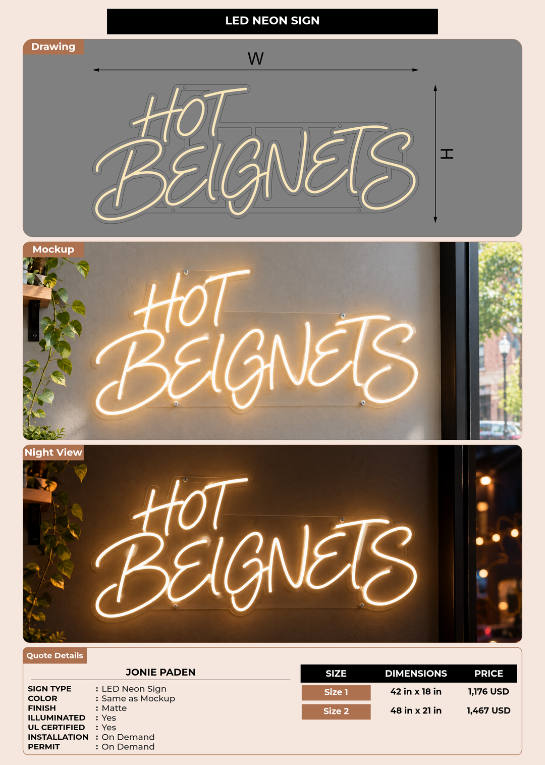 CUSTOM MOCKUP SIGN FOR Jonie Paden