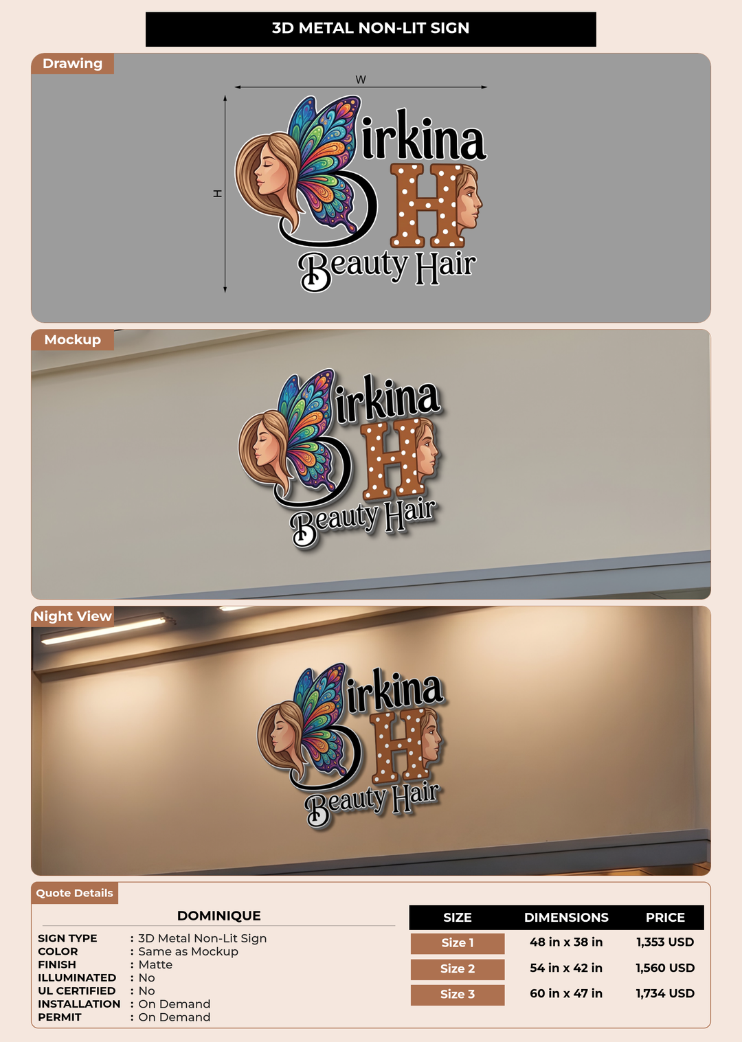 CUSTOM MOCKUP SIGN FOR Dominique