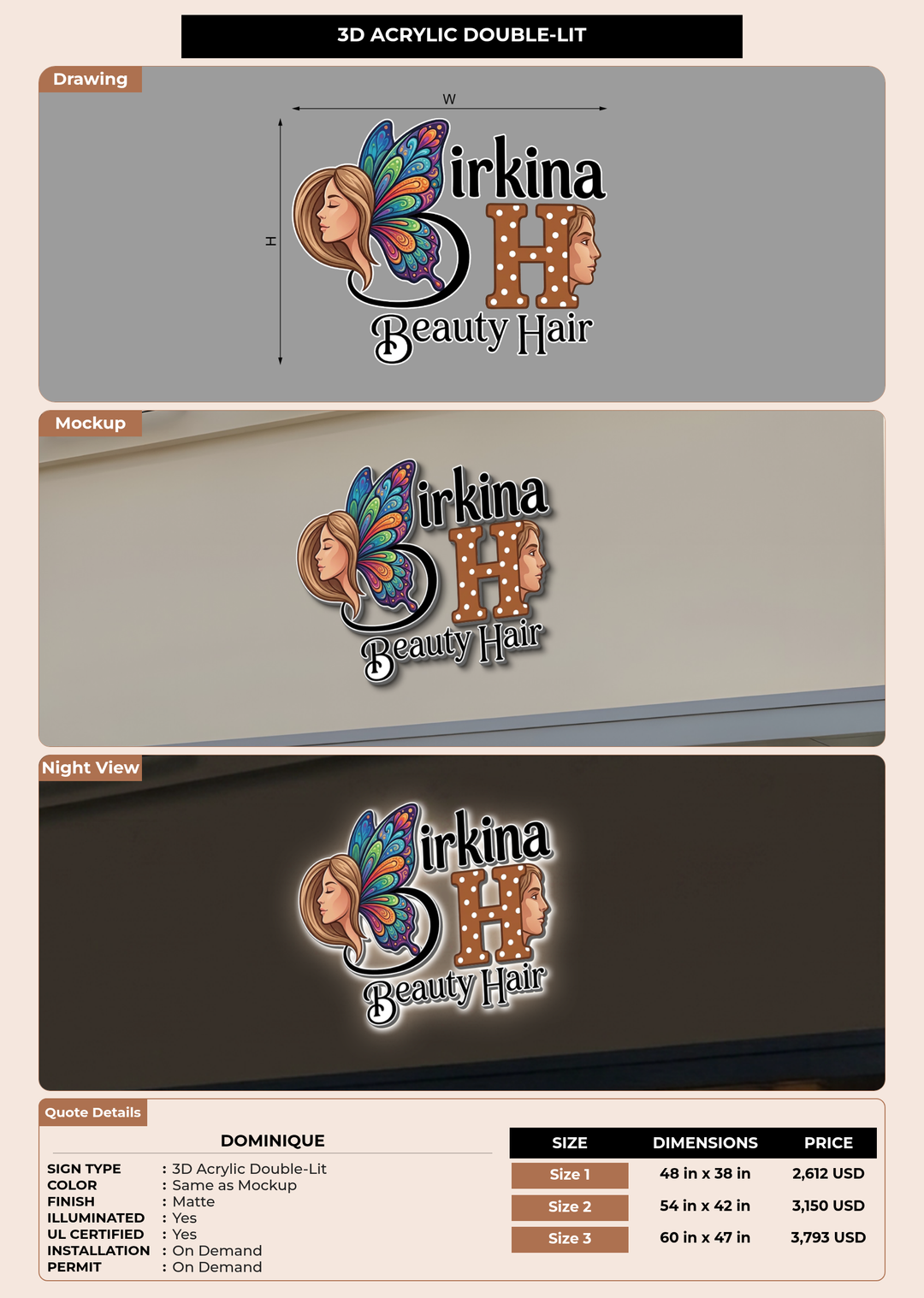 CUSTOM MOCKUP SIGN FOR Dominique