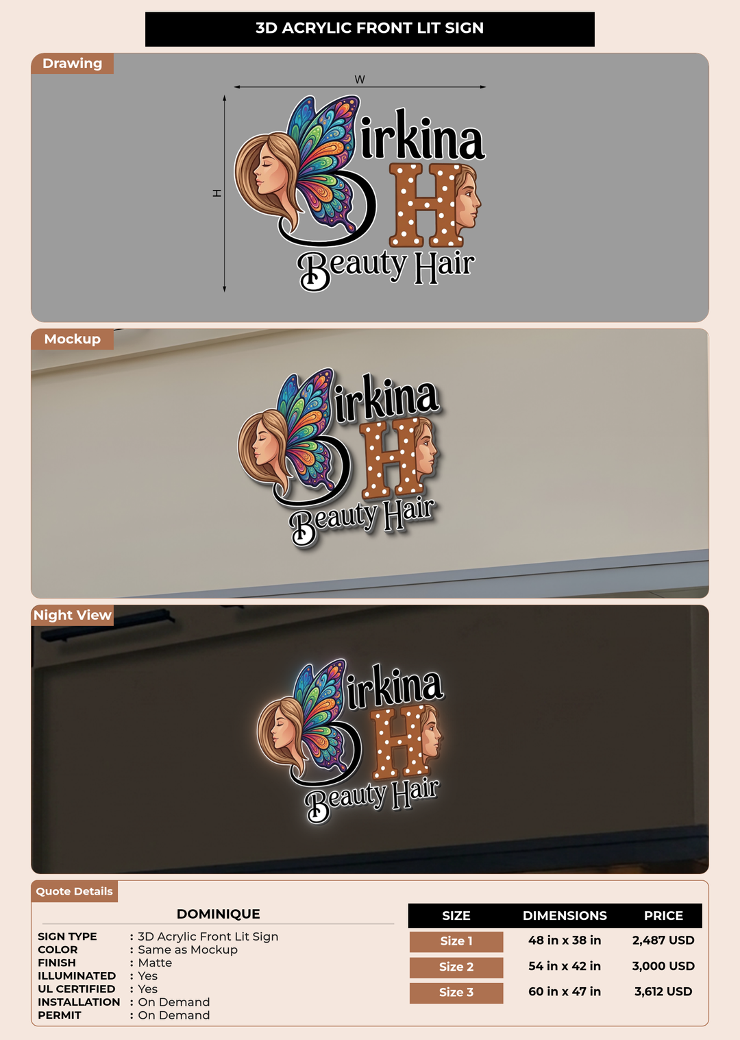 CUSTOM MOCKUP SIGN FOR Dominique