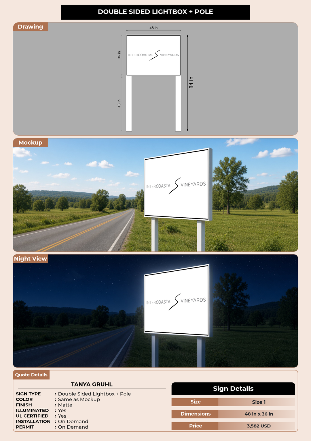 CUSTOM MOCKUP SIGN FOR Tanya Gruhl